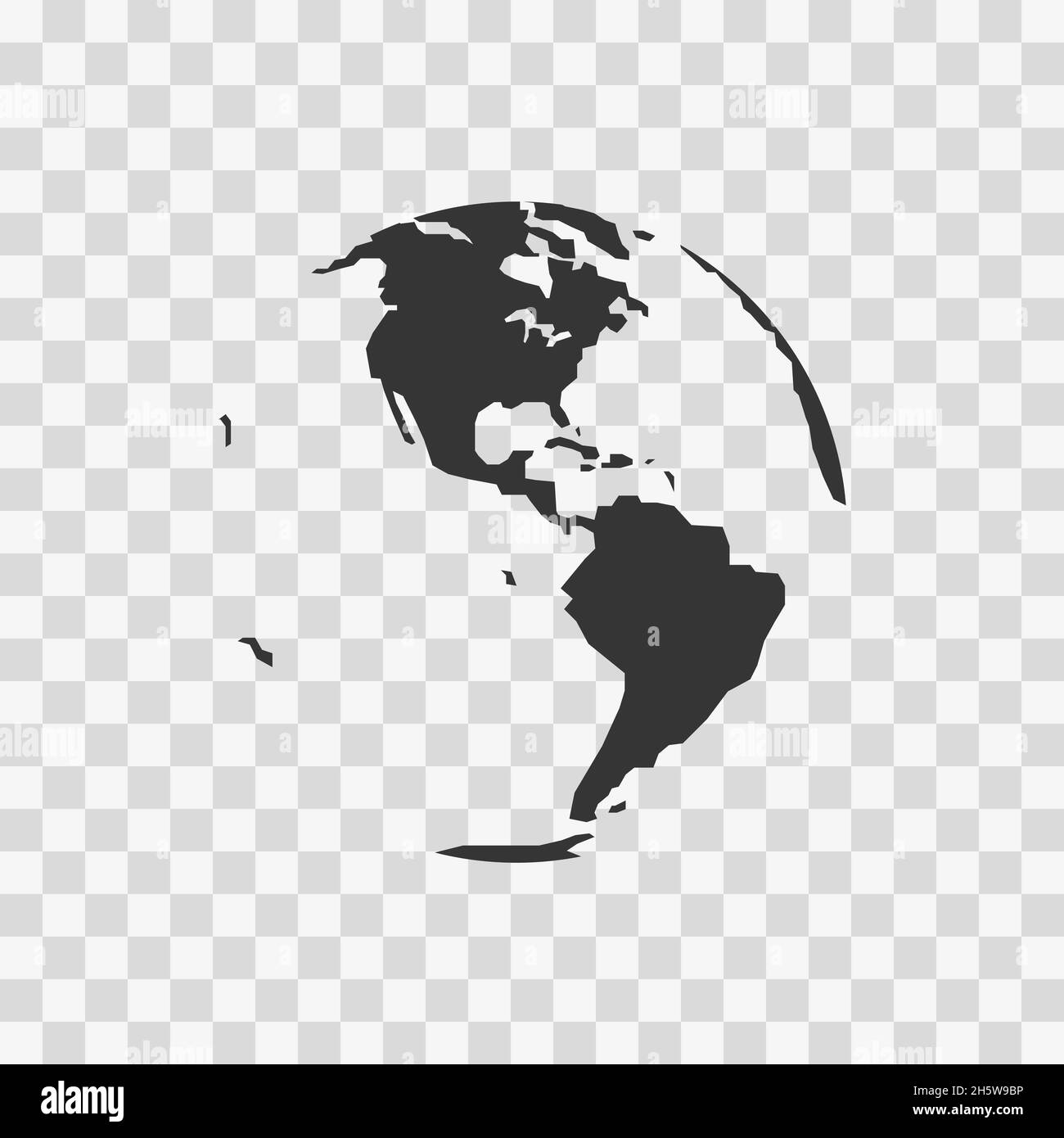 Globe black icon, map in flat style on transparent background. Vector
