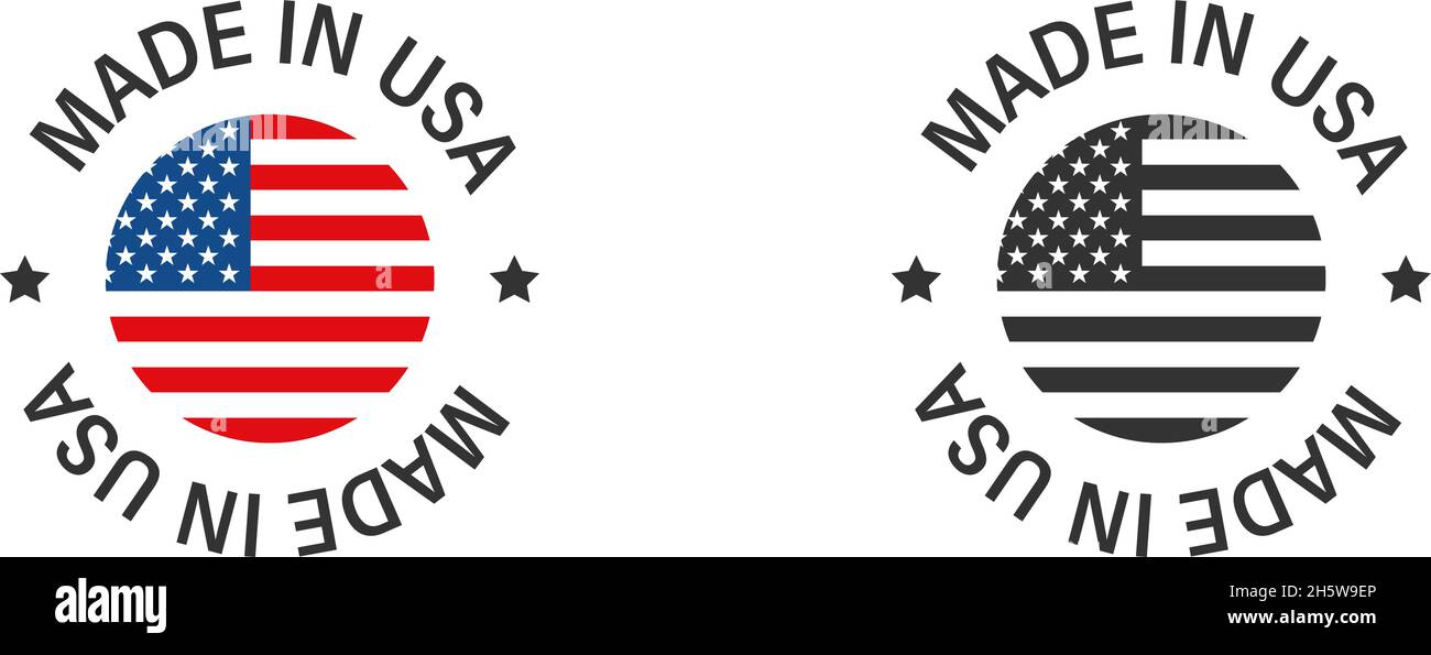 Made in USA badge, set of labels. American icon flat vector illustration Stock Vector