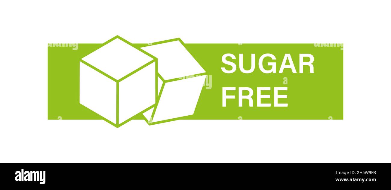 Green sugar free logo on white background in flat style. Organic food vector illustration Stock Vector