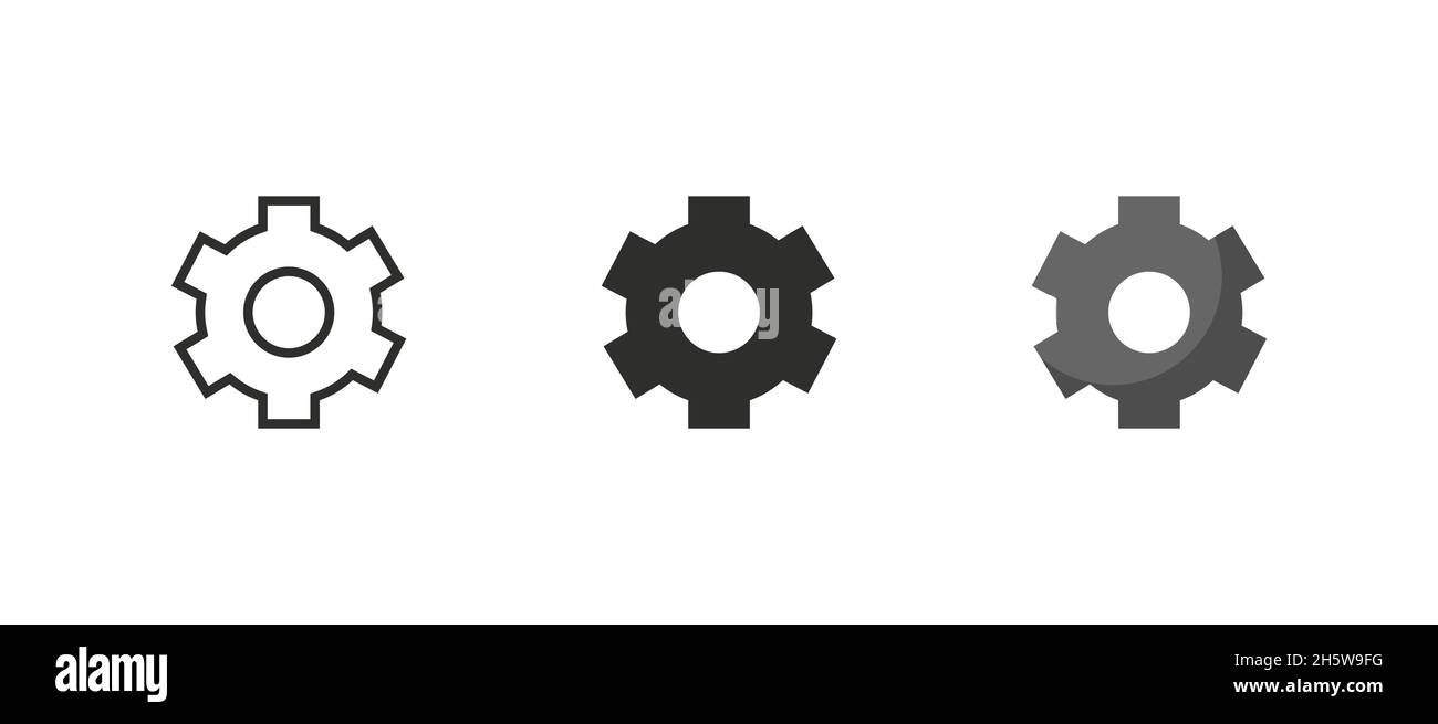 Gear icons. Set settings sing symbol, isolated vector. Technology web