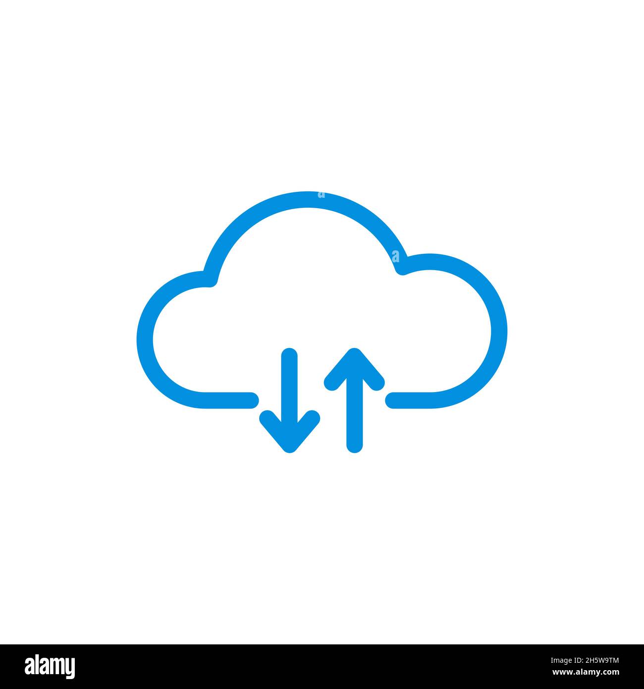 Clouds with arrows up and down icon. Vector line button for web and app ...