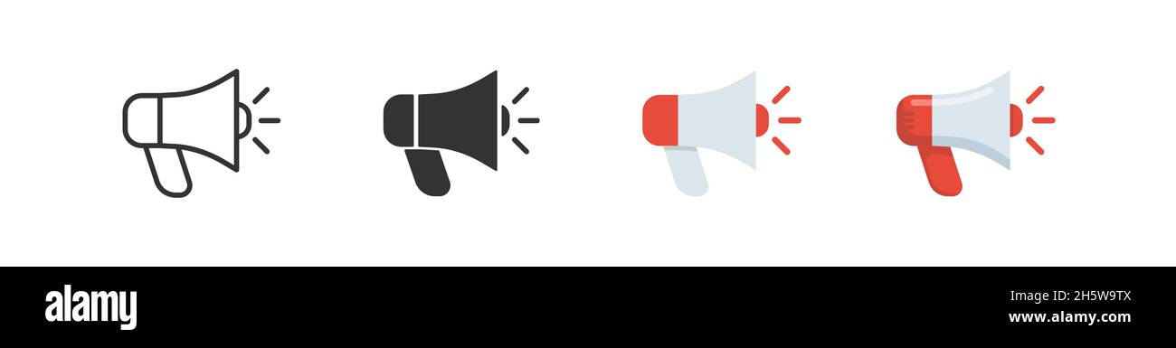 Megaphone loudspeaker icon set in flat style. Vector illustration Stock ...