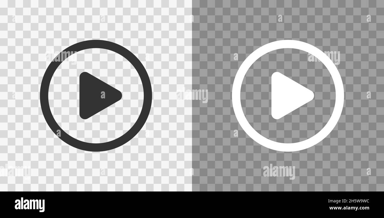 Play button icons on transparent backdrop. Digita web vector illustration Stock Vector