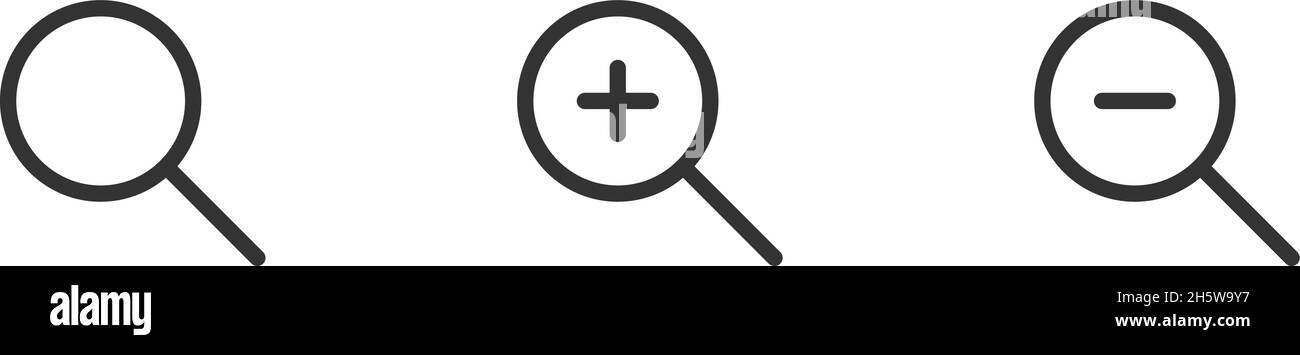 Magnify glass set. Zoom search icon vector. Isolated flat illustration Stock Vector