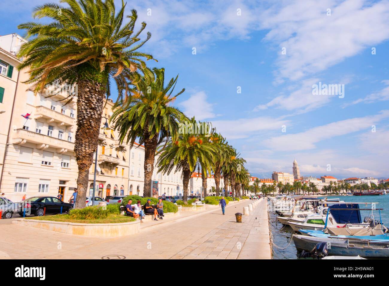 Trumbićeva obala, seaside promenade in front of Varos district, Split, Croatia Stock Photo