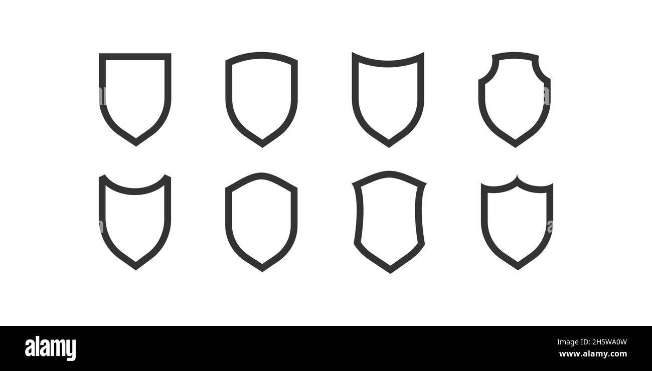 Shield black outline icons. Vector isollaed safety protect icon Stock  Vector Image & Art - Alamy