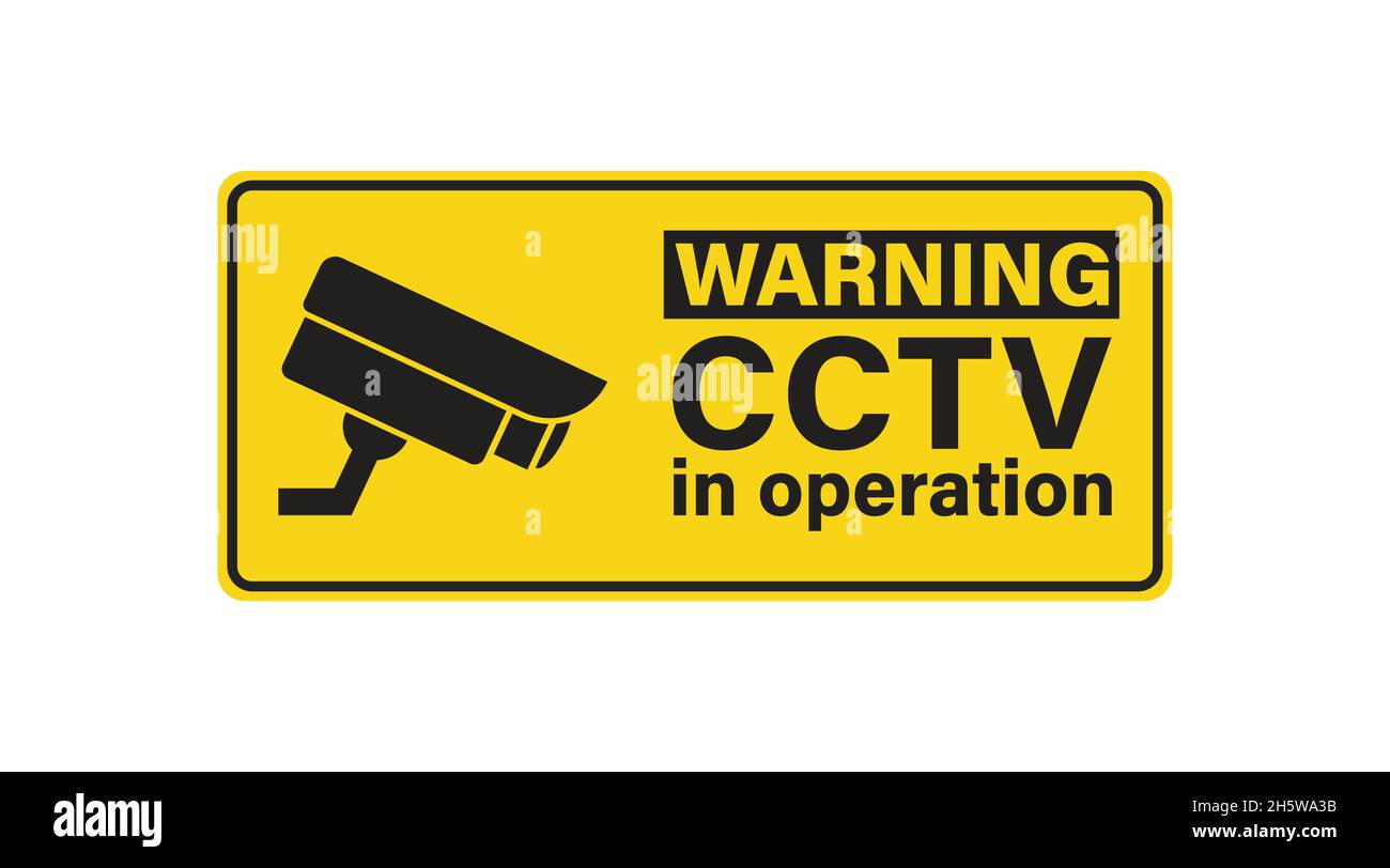 CCTV, attention sign video surveillance. Camera security icon. Vector isolated illustration Stock Vector