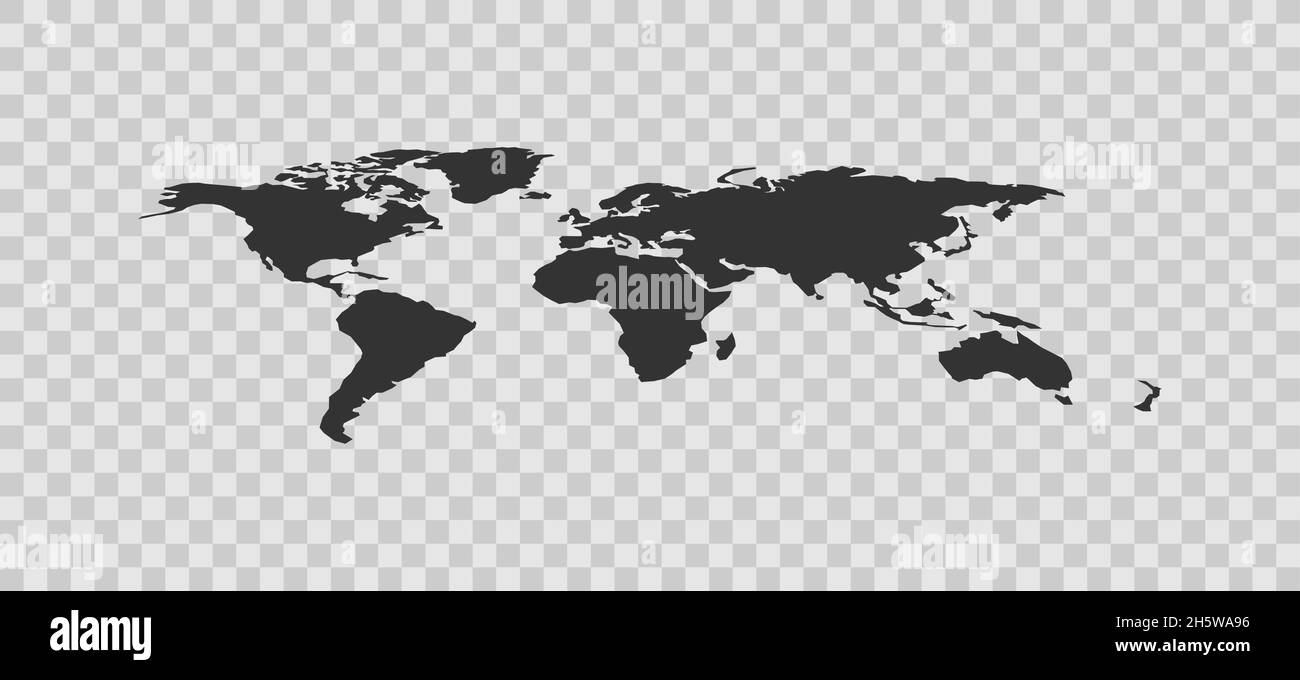 Globe world map icon on transparent background. Vector flat illustration Stock Vector