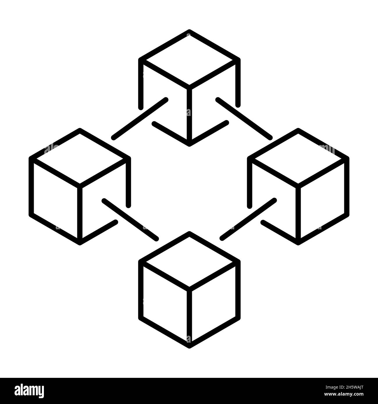 Blockchain icon. Line art style. Vector block chain symbol or logo ...