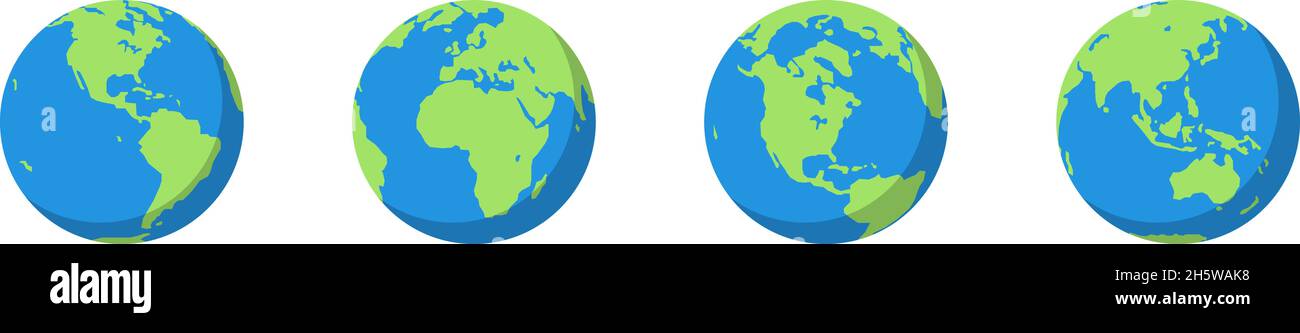 Planet earth set flat illustration. World globe map. Vector isolated ...