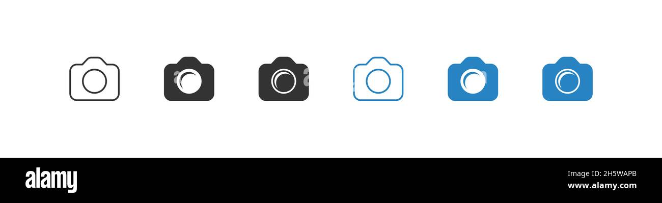 Photo camera set flat icon. Vector photography button illustration ...