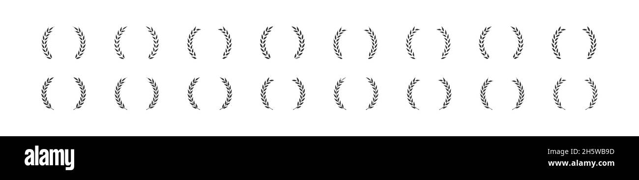 Laurel wreath set icon. Award chaplet sign symbol. Vector flat illustration Stock Vector