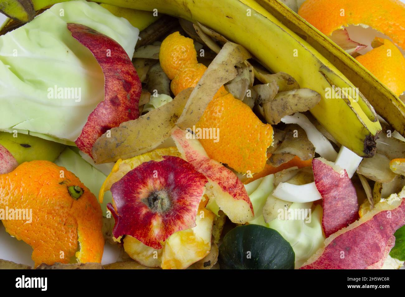 Organic waste from vegetables and fruits. Garbage for composting. Peels