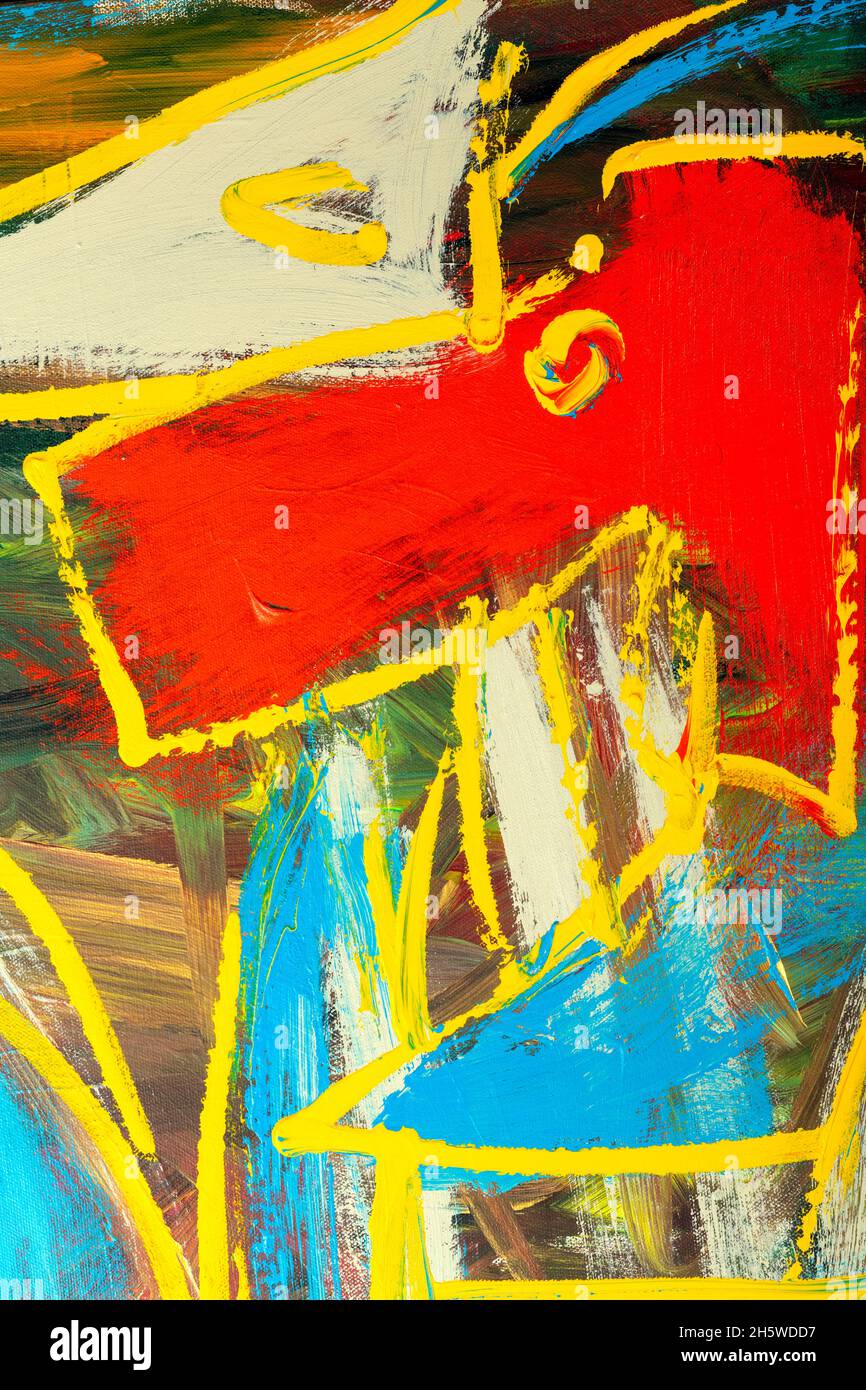 An abstract fragment of painting showing vibrant colors, brushstroke ...