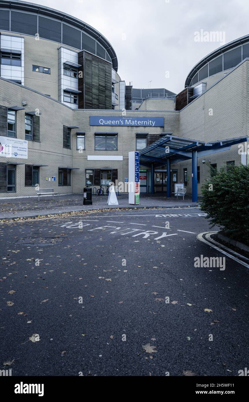 The Maternity Department Entrance At Queens Hospital Is Currently Being Used By Staff Only. This is A Safety Procedure Due To The Rise In Coronavirus Stock Photo