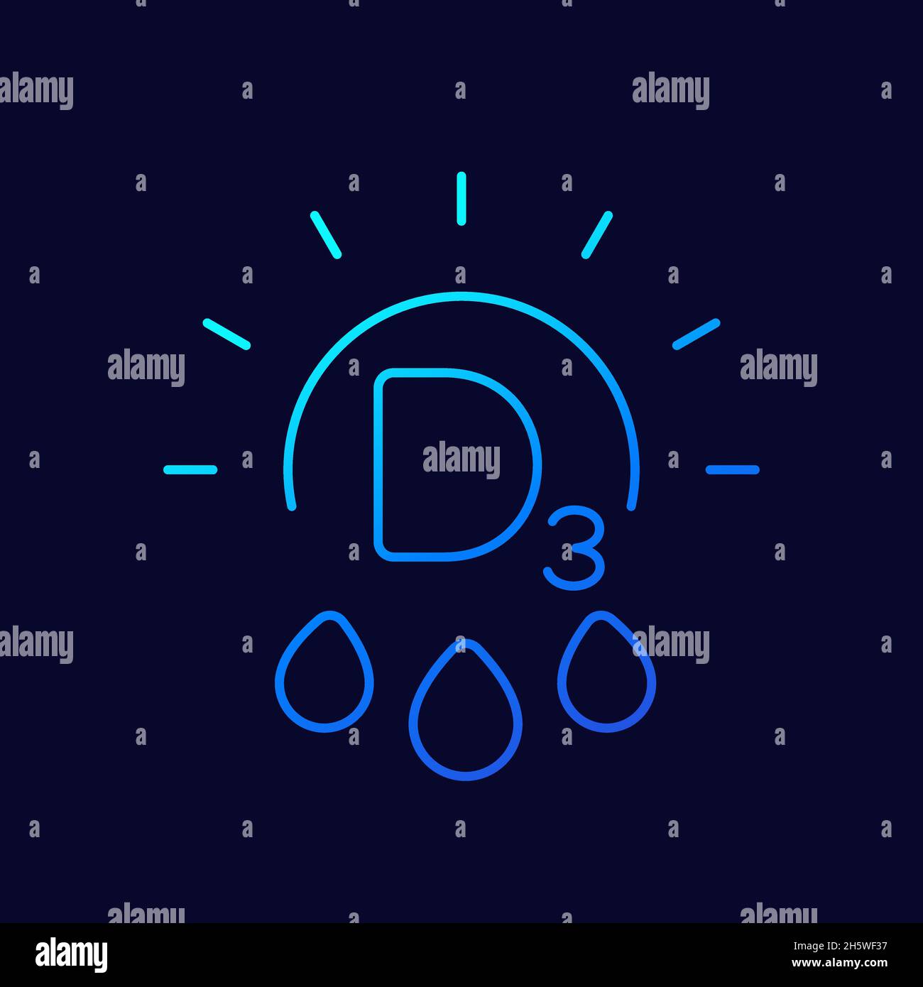 d3 vitamin line icon with a sun, vector Stock Vector
