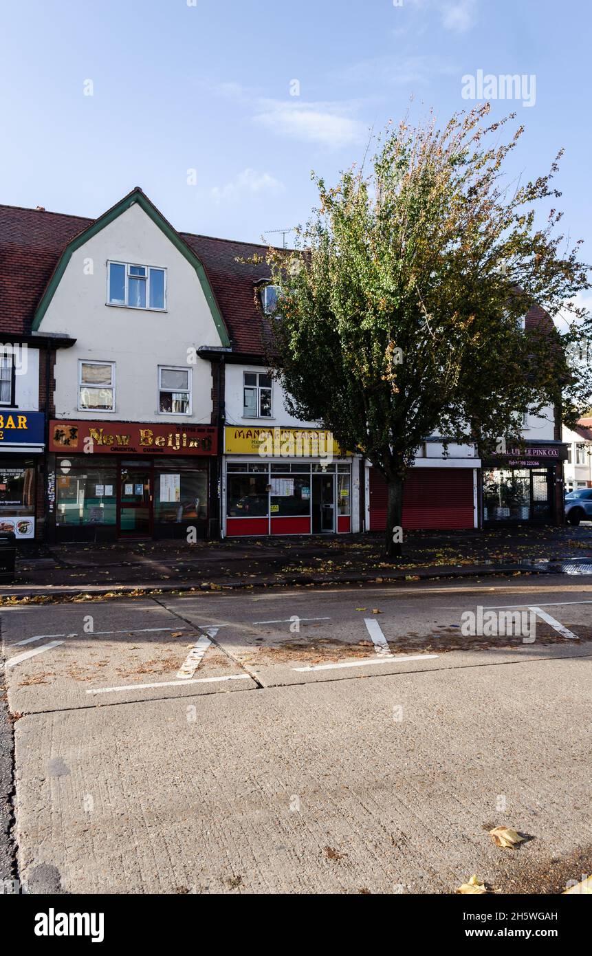 The Local Shops Along The Corbets Tey High Road In Upminster, London, UK Stock Photo