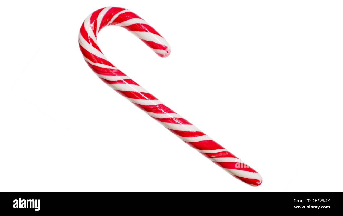 Christmas lollipop isolated on white background. Traditional New Year's candy. Christmas tree decoration cane Stock Photo