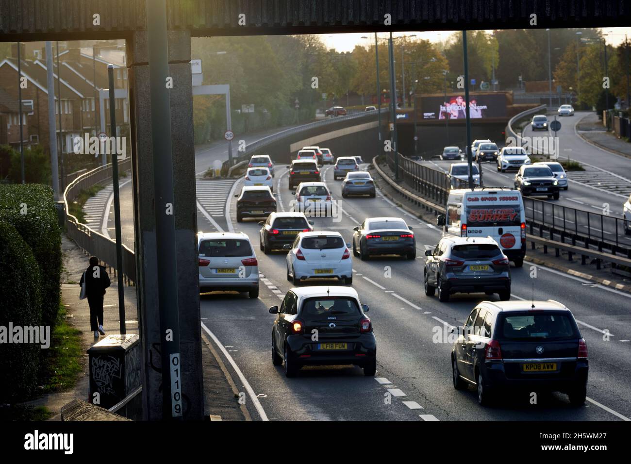 Heavy Traffic on the A3 Bypass driving towards New Malden. Greater  London England UK Stock Photo