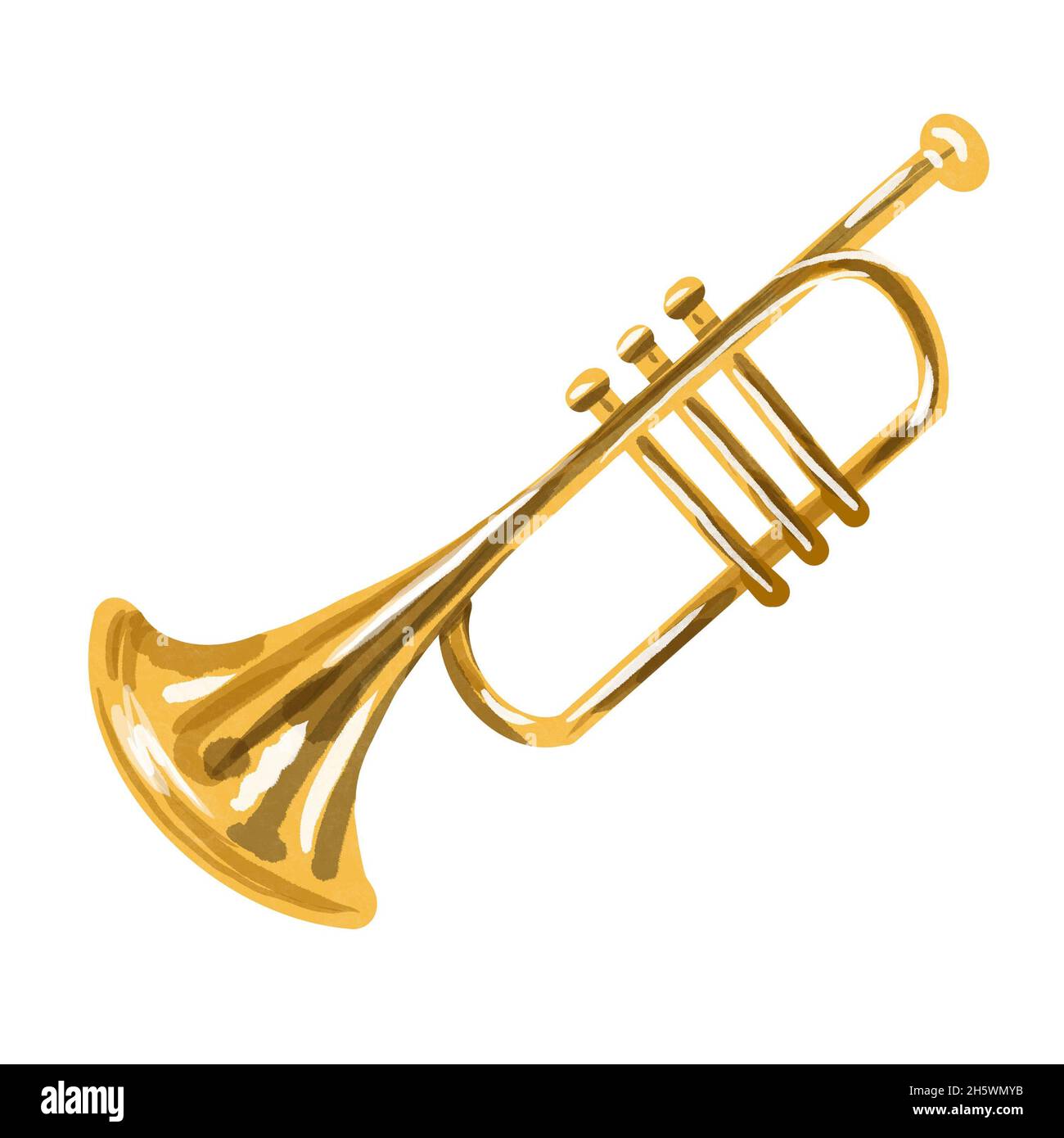 watercolor musical trumpet. Musical instrument is isolated on a white  background Stock Photo - Alamy