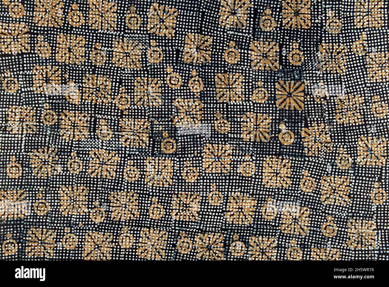Wax-resist-dyed fabric from Sierra Leone. Freetown, Sierra Leone, West Africa Stock Photo