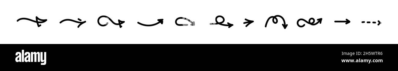 Arrow doodle icon set, vector arrows hand drawn sketch collection ...