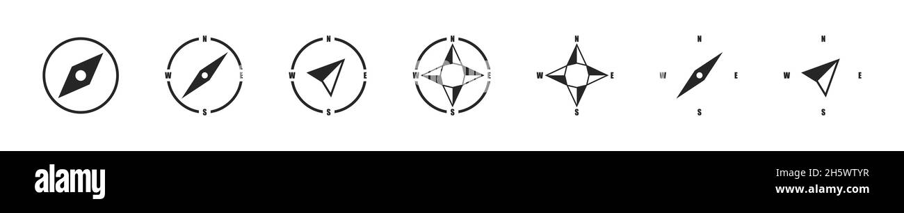 Compass vector navigation icon set, gps flat symbol collection, vector navigator arrow illustration. Stock Vector