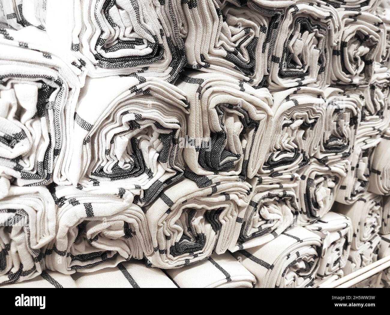 Rolled fabric textured cloth towels background Stock Photo