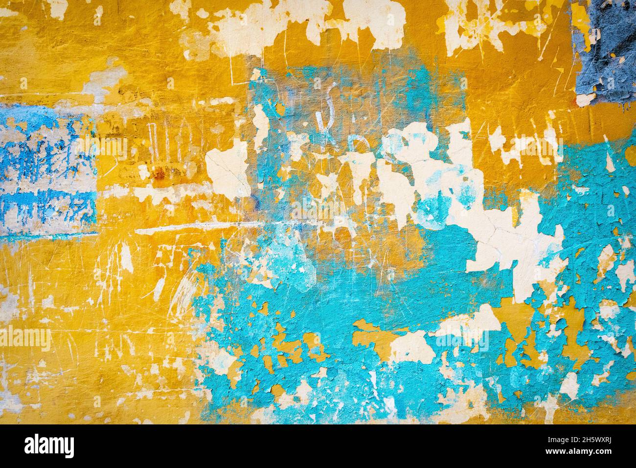 Abstract painted old cracked weathered cement wall background texture Stock Photo