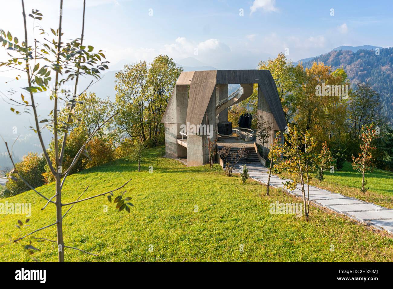 second world war memorial in Slovenia near Drazgose Stock Photo