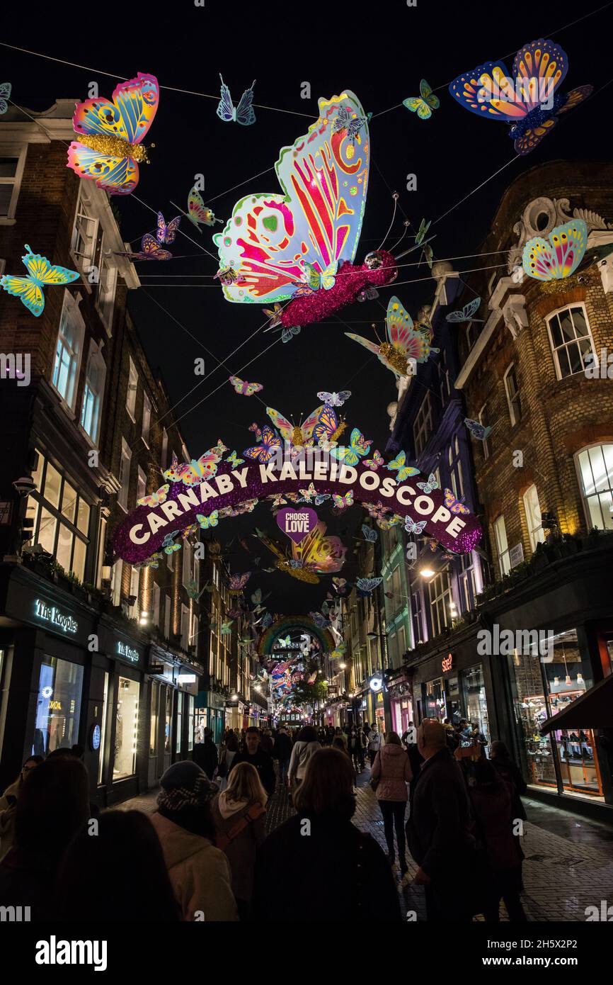 London, UK. 10th November, 2021. The Carnaby Christmas Kaleidoscope is