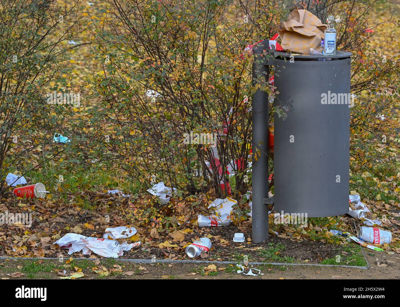 https://c8.alamy.com/comp/2H5X2W4/07-november-2021-brandenburg-frankfurt-oder-lots-of-trash-lying-next-to-a-full-trash-can-in-a-park-area-photo-patrick-pleuldpa-zentralbildzb-2H5X2W4.jpg