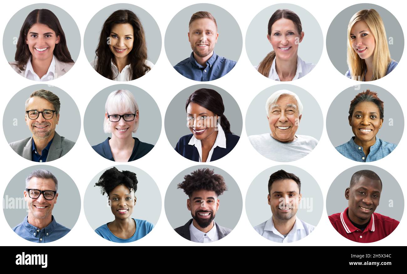 People Face Headshot Collage. Diverse Avatar Portraits Stock Photo Alamy
