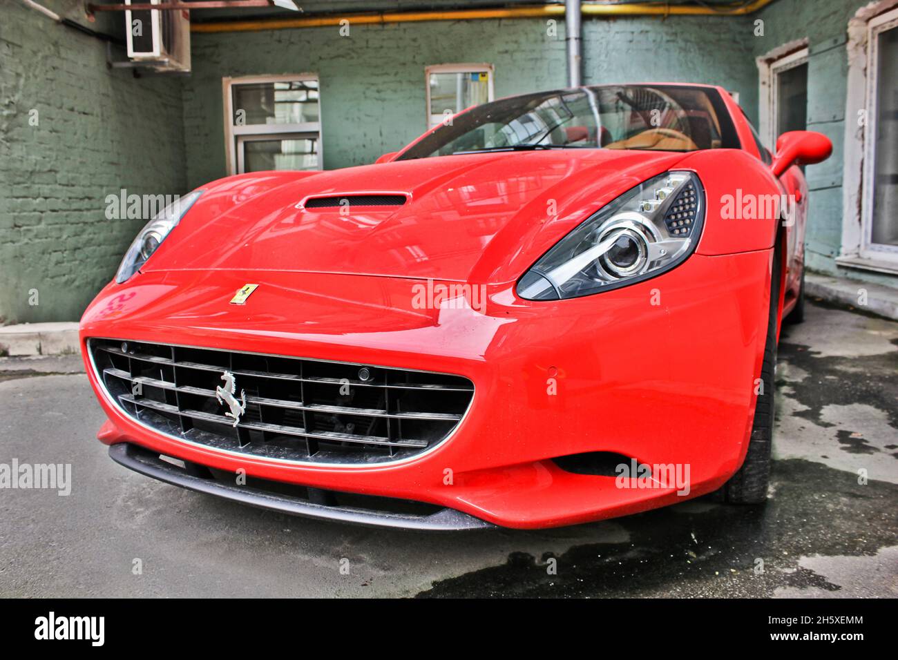 Kiev, Ukraine - April 26, 2015: Red Ferrari California in the city Stock Photo