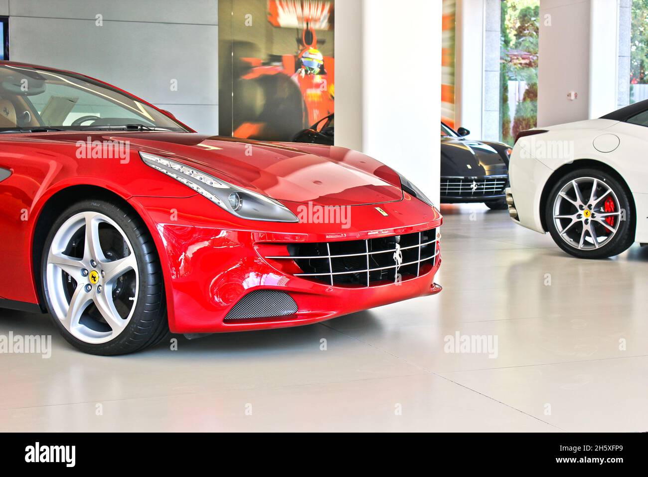 Kiev, Ukraine - August 20, 2011: Red Italian supercar Ferrari FF. Car for sale, new car, for advertising Stock Photo