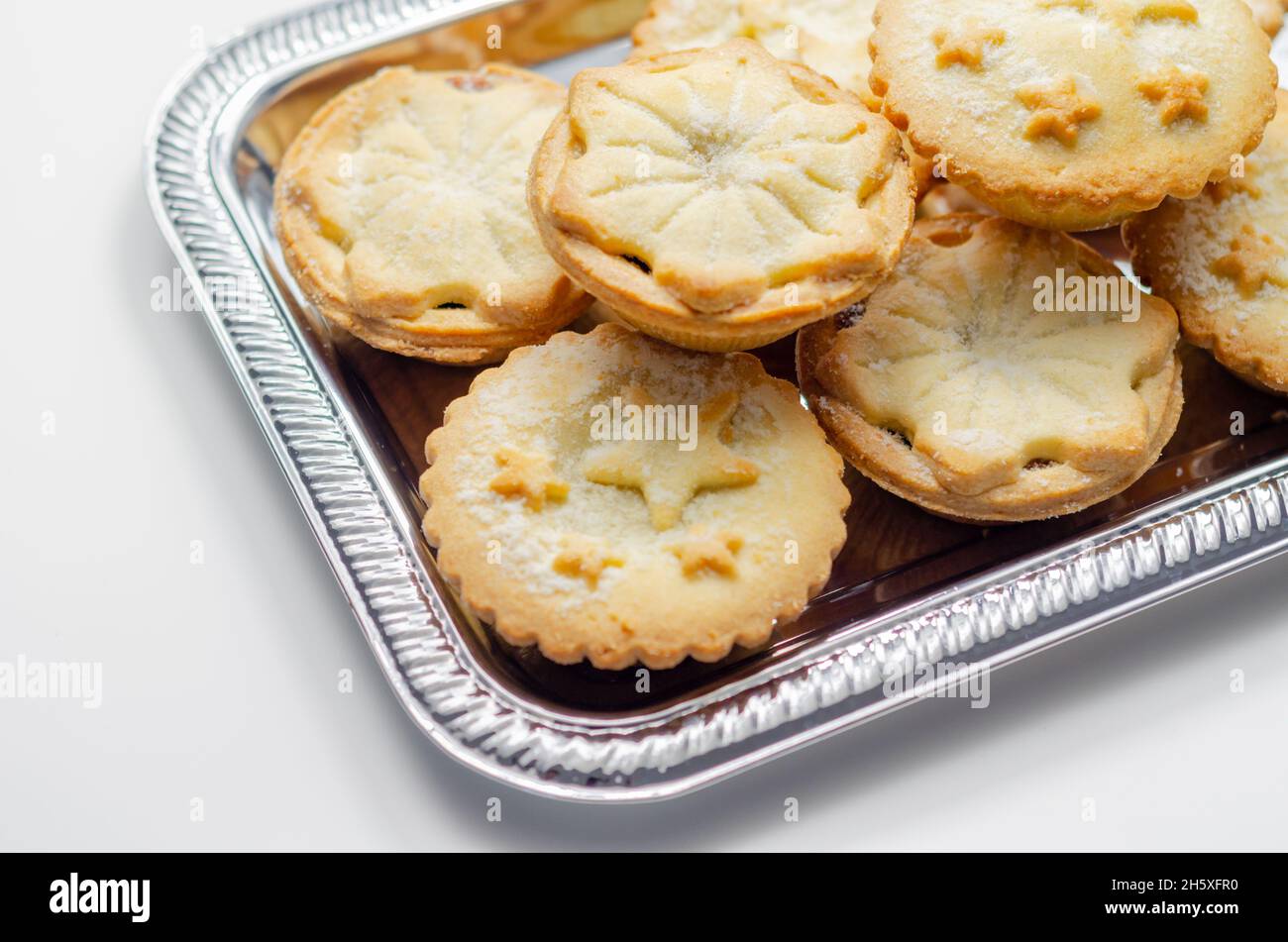 Allbutter pastry pies with a mincemeat filling with spiced vine fruits