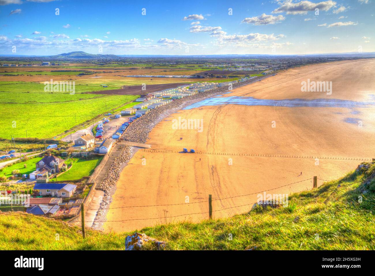 Brean beach Somerset England UK golden and sandy hdr Stock Photo