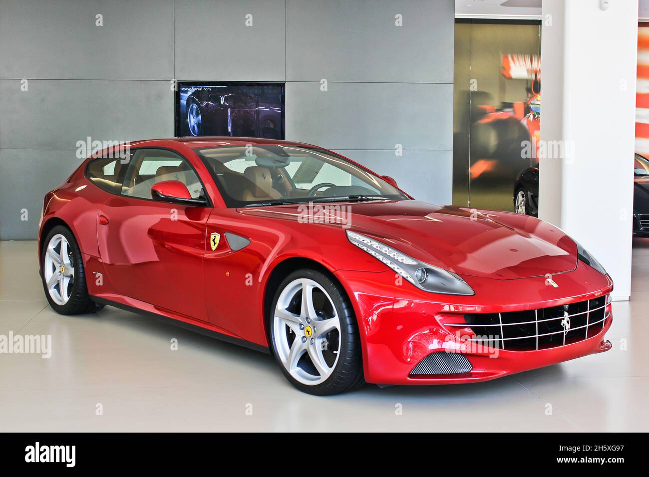 Kiev, Ukraine - August 20, 2011: Red Italian supercar Ferrari FF. Car for sale, new car, for advertising Stock Photo