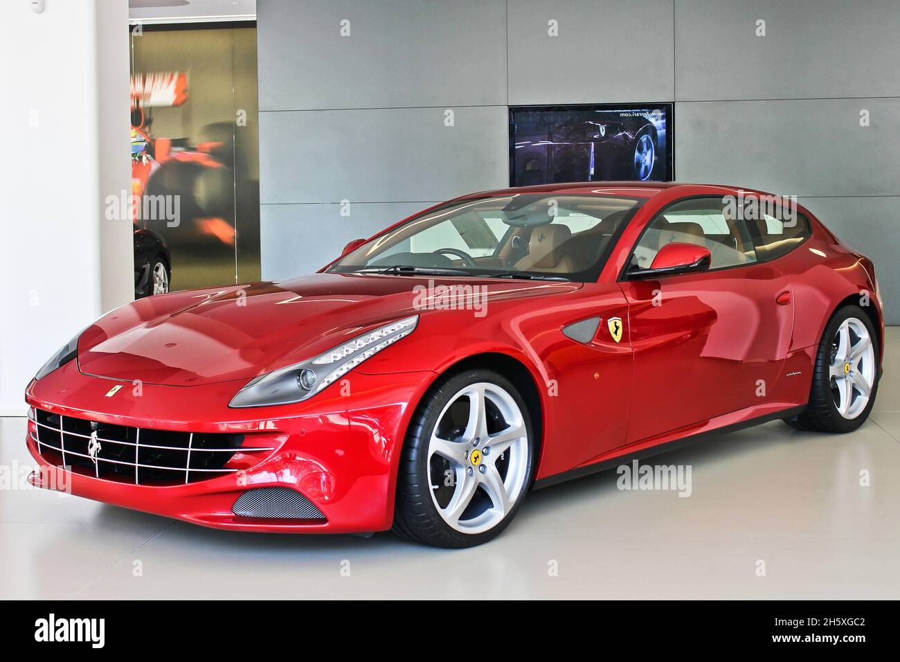 Kiev, Ukraine - August 20, 2011: Red Italian supercar Ferrari FF. Car for sale, new car, for advertising Stock Photo