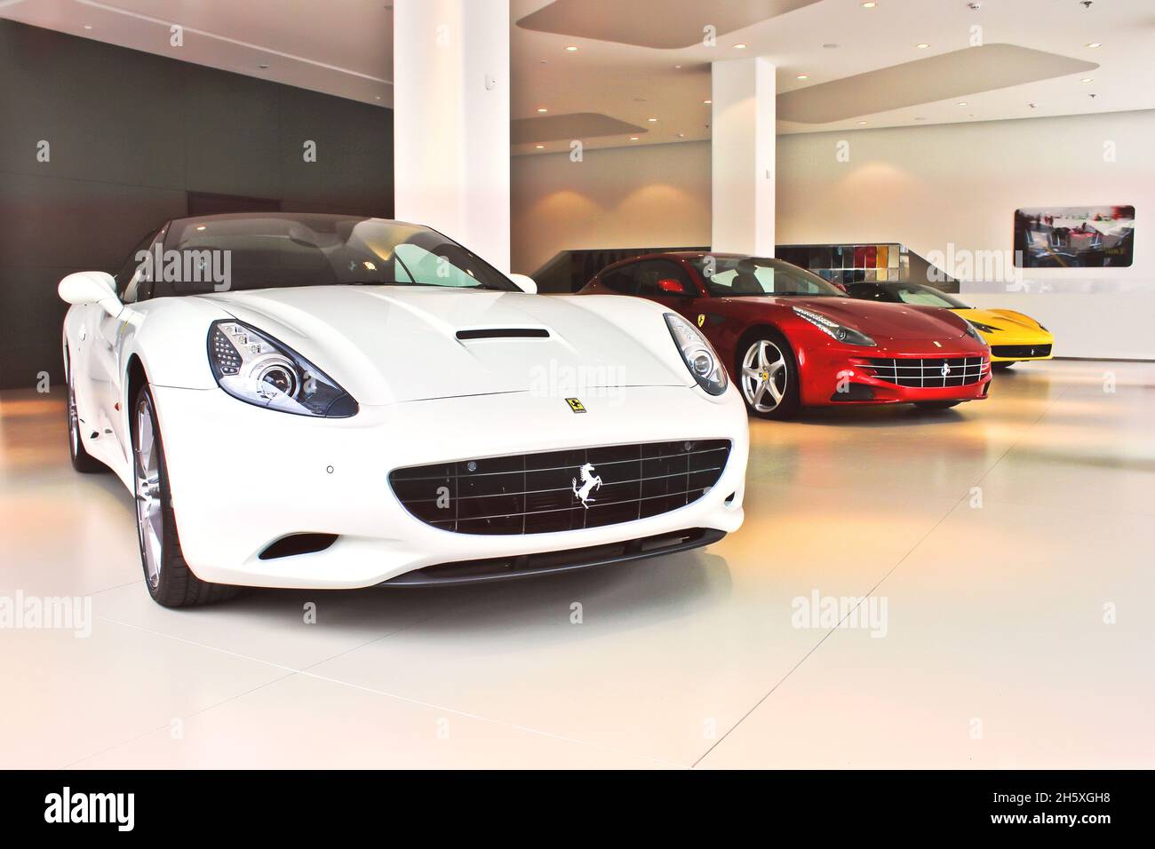 Kiev, Ukraine - August 21, 2011: Ferrari California and Ferrari FF and Ferrari 458 Italia Stock Photo