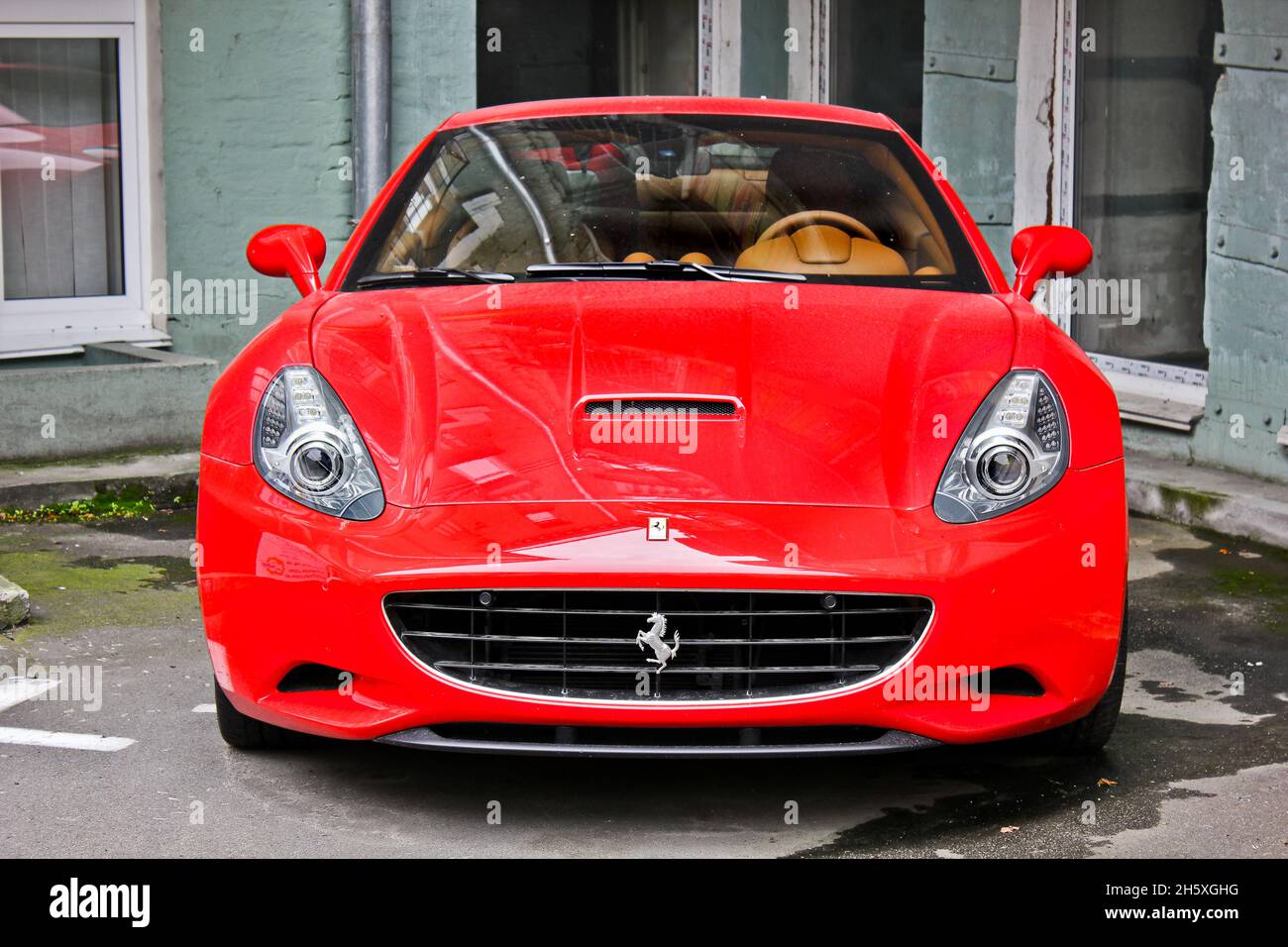 Kiev, Ukraine - April 26, 2015: Red Ferrari California in the city Stock Photo