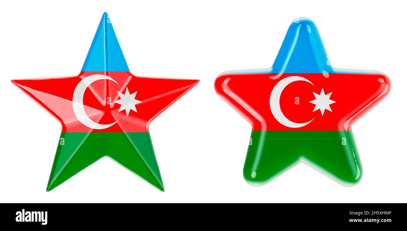 Stars with Azerbaijani flag, 3D rendering isolated on white background ...