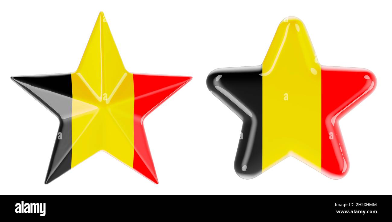 Stars with Belgian flag, 3D rendering isolated on white background ...