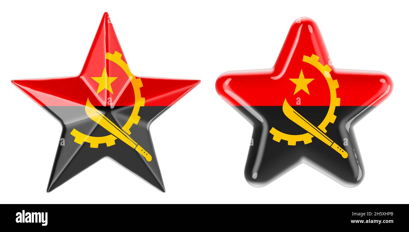 Stars with Angolan flag, 3D rendering isolated on white background ...