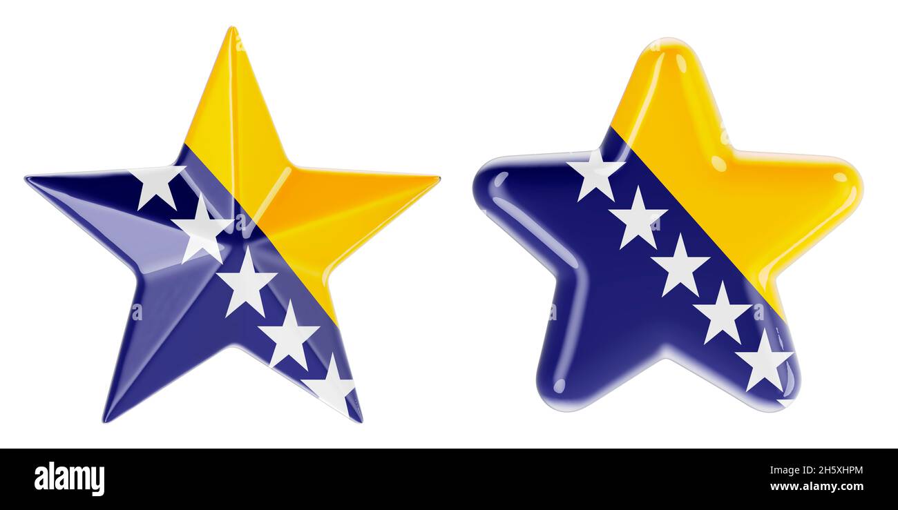 Stars with Bosnian flag, 3D rendering isolated on white background ...