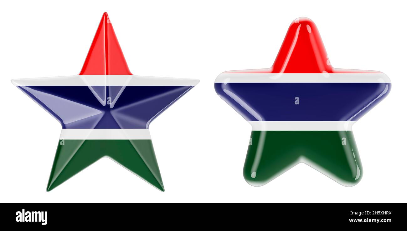 Stars with Gambia flag, 3D rendering isolated on white background Stock ...