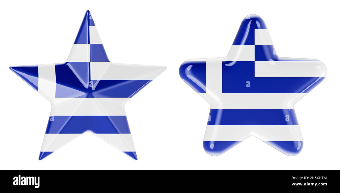 Stars with Greek flag, 3D rendering isolated on white background Stock ...