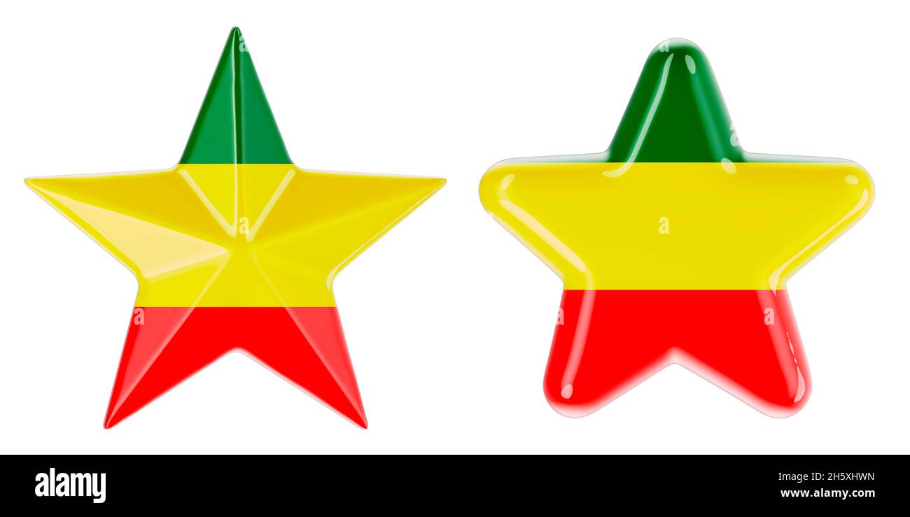 Stars with Rastafarian flag, 3D rendering isolated on white background Stock Photo