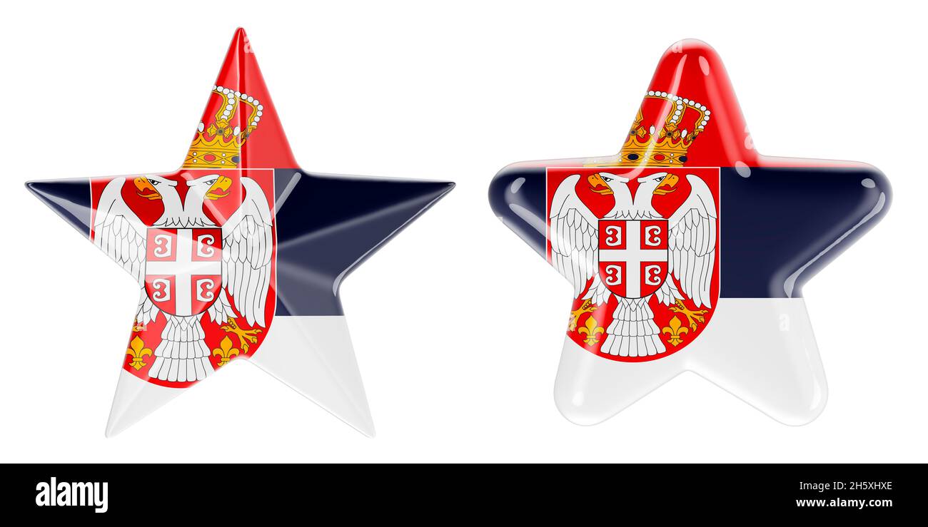 Stars with Serbian flag, 3D rendering isolated on white background ...