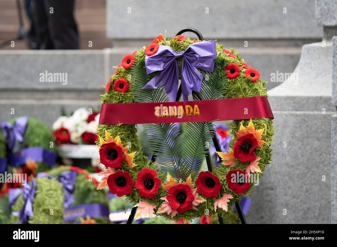 Remembrance Day Canada, Wreath, Poppies Stock Photo